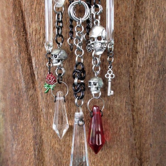 Skull Suncatcher Decor Crystals Chimes Valentine Link Heart Rose bUniqueChains - Picture 5 of 8
